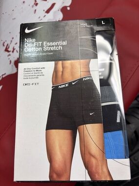 Nike Men's Dri Fit Essential Cotton Stretch Boxer Briefs 3 Pack NIB Size